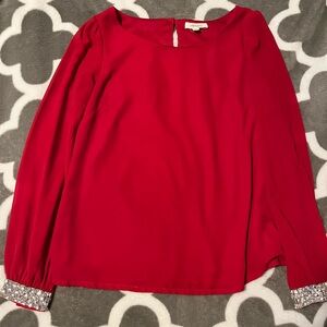Chocolate Red Blouse with Silver Accents